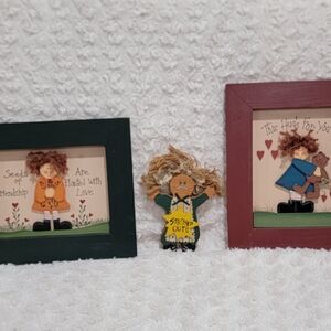 Friendship Art in Green And Burgundy Frames country, cottage, granny core Set